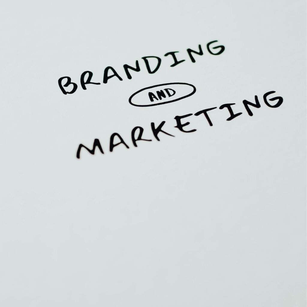 Digital marketing concept highlighting the importance of branding and marketing strategies on a whiteboard